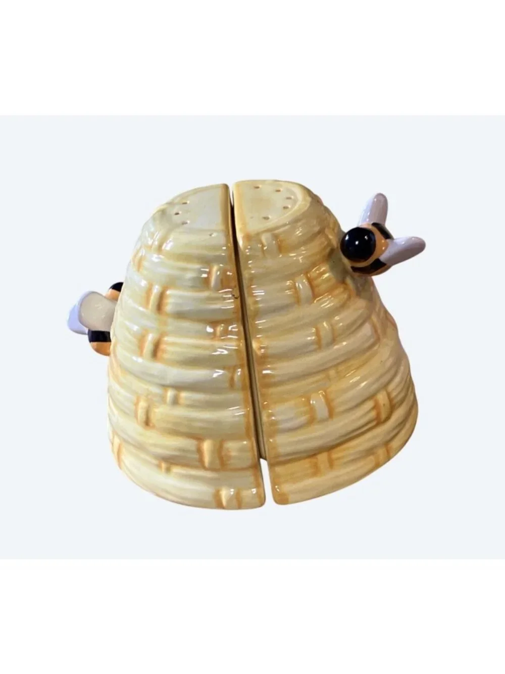 Bee Themed Ceramic Salt and Pepper Shakers By THT 2002  2-Piece Set
